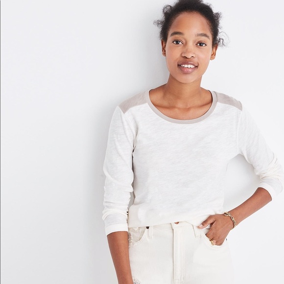 Madewell long sleeve colorblock cotton tee/tshirt - Picture 2 of 7